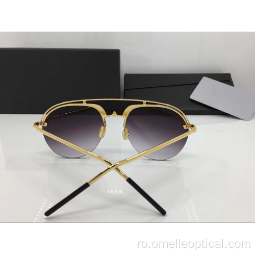 Semi-Rimless ochelari de soare rotunde pentru femei